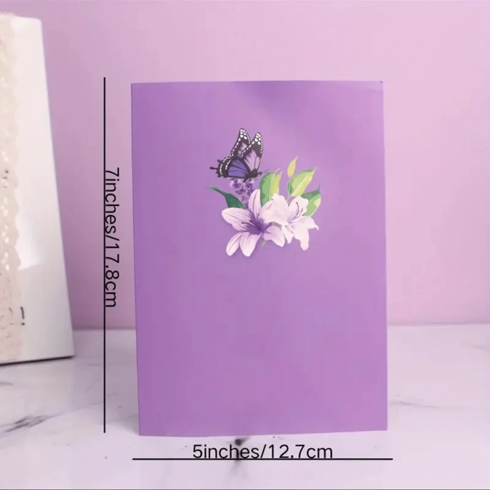 Purple and Floral 'Best Mom Ever' Card, Pop Up Card, BEAUTIFUL, New